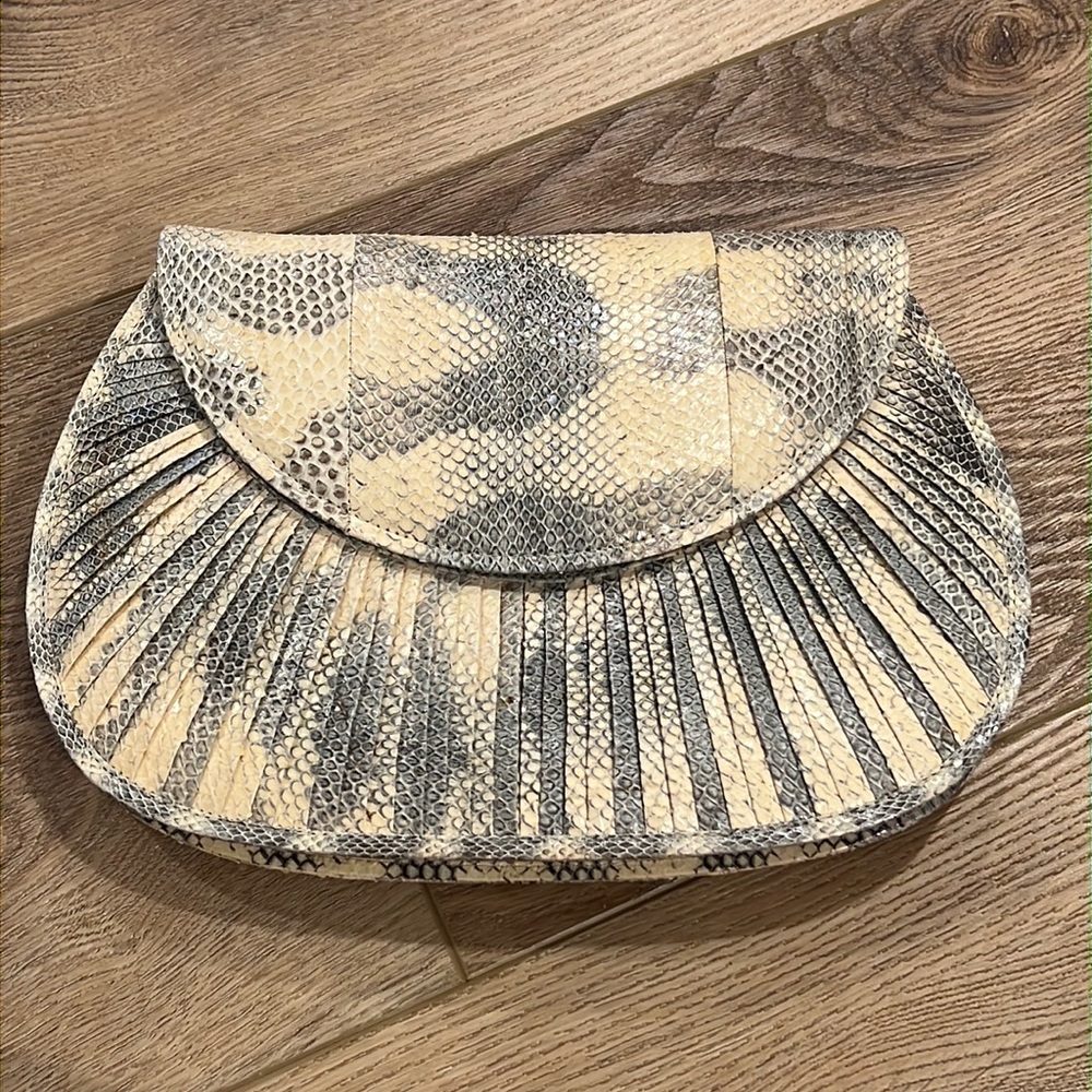 SALDANA Genuine Reptile Clutch With Detachable Strap 80’s Vibes No Callouts